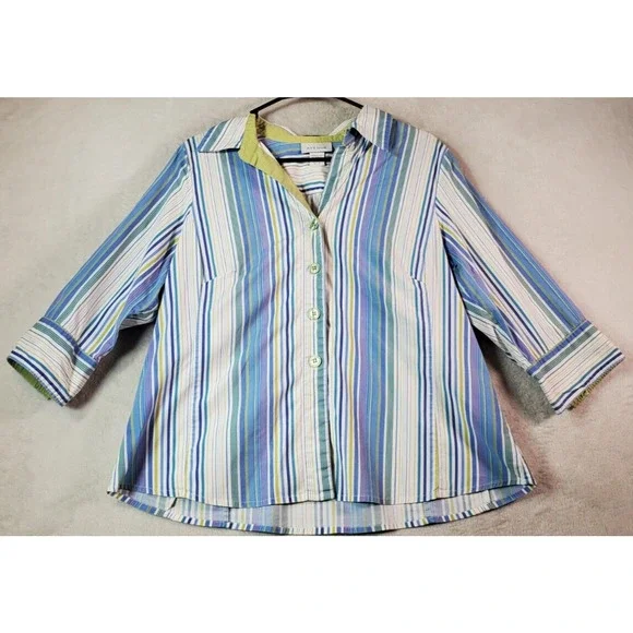 Avenue Tops Avenue Blouse Top Womens Size 416 Blue Multi